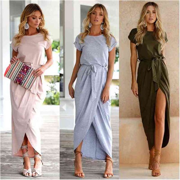 beach summer sundresses fashion women elegant party dress short sleeve irregular maxi vestidos split long + belt 210517, Black;gray
beach summer sundresses fashion women elegant party dress short sleeve irregular maxi vestidos split long + belt 210517, Black;gray