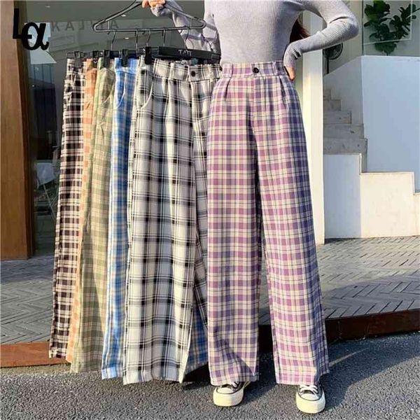 summer woman pants vintage wide leg plaid trousers casual high waist korean straight streetwear bottoms 210519, Black;white
summer woman pants vintage wide leg plaid trousers casual high waist korean straight streetwear bottoms 210519, Black;white