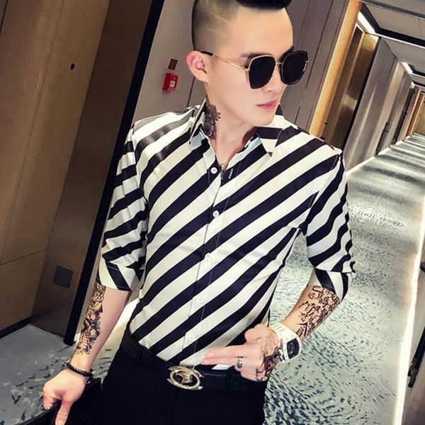 men's casual shirts 2021 stripe shirt men half sleeve slim fit summer dress clothes chemise homme camisa social masculina, White;black
men's casual shirts 2021 stripe shirt men half sleeve slim fit summer dress clothes chemise homme camisa social masculina, White;black
