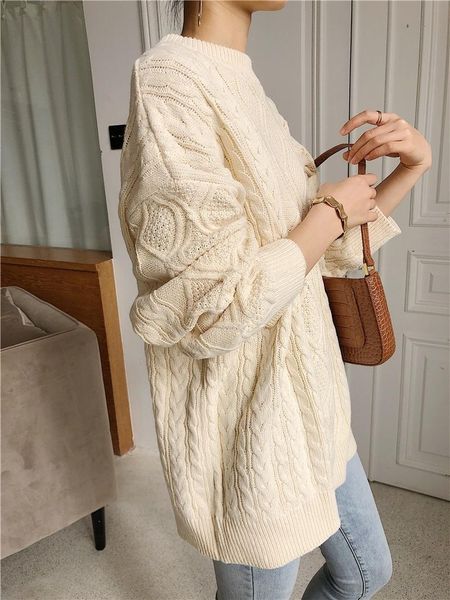women's sweaters 2021 spring women pullovers sweater oversize knitting loose elegant casual solid minimalist sw7418, White;black
women's sweaters 2021 spring women pullovers sweater oversize knitting loose elegant casual solid minimalist sw7418, White;black