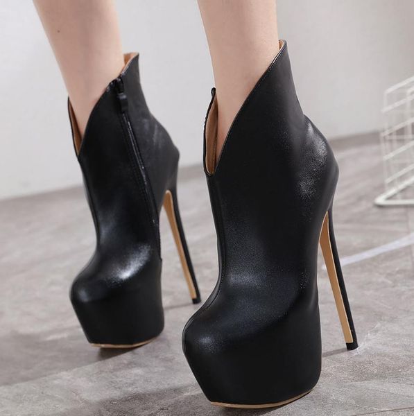 with box fashion black pu leather round toe platform high heel boots designer bootie 16cm size 35 to 40
with box fashion black pu leather round toe platform high heel boots designer bootie 16cm size 35 to 40