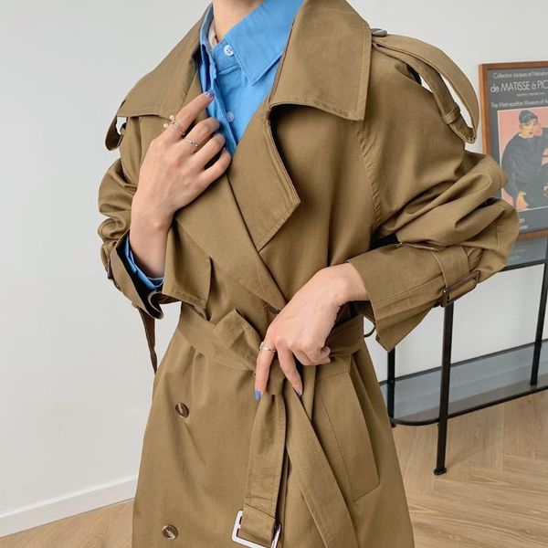 women's trench coats windbreaker medium and long autumn 2021 solid color korean casual loose coat 9318, Tan;black
women's trench coats windbreaker medium and long autumn 2021 solid color korean casual loose coat 9318, Tan;black