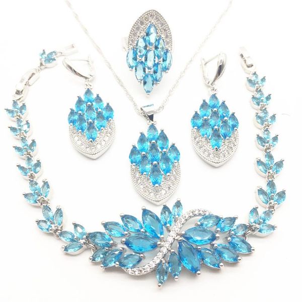 earrings & necklace aisure sea-blue zircon silver color bridal jewelry set for women crystal wedding bracelet/necklace/earrings/ring/ t0009-
earrings & necklace aisure sea-blue zircon silver color bridal jewelry set for women crystal wedding bracelet/necklace/earrings/ring/ t0009-