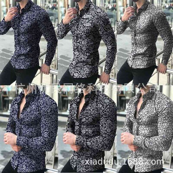 shirts for fashion long sleeve floral print shirt autumn men dress camisa button lapels male turn down collar, White;black
shirts for fashion long sleeve floral print shirt autumn men dress camisa button lapels male turn down collar, White;black