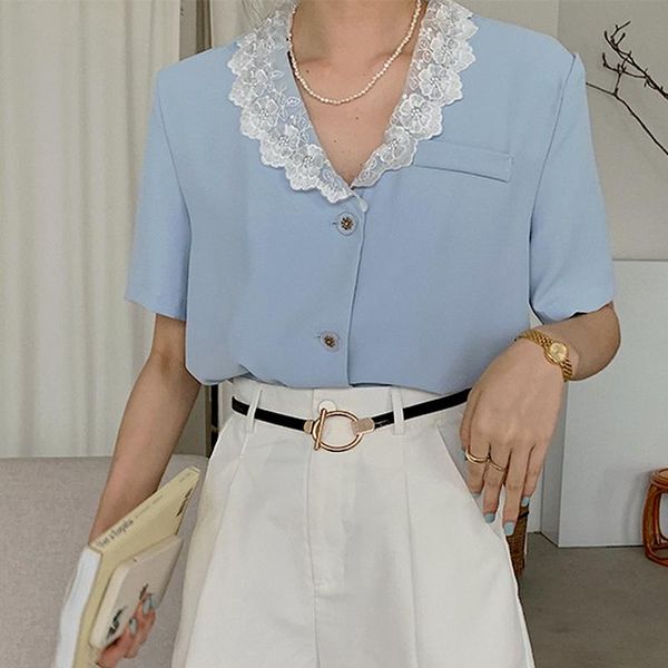 women's blouses & shirts vintage lace v-neck collar for women korean sweet all-match 2021 summer french style short sleeve woman, White
women's blouses & shirts vintage lace v-neck collar for women korean sweet all-match 2021 summer french style short sleeve woman, White