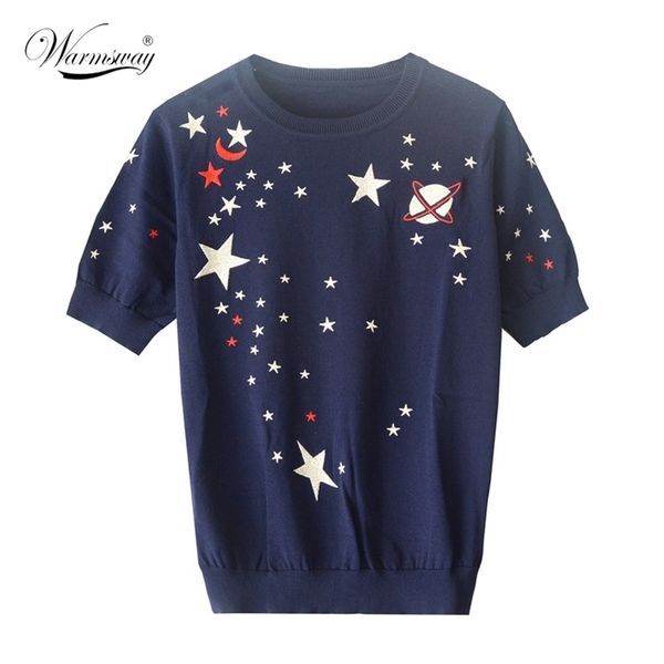 fashion retro embroidery galaxy star pattern short sleeve t-shirts summer women knitted casual ladies pullovers b-108 210522, White
fashion retro embroidery galaxy star pattern short sleeve t-shirts summer women knitted casual ladies pullovers b-108 210522, White