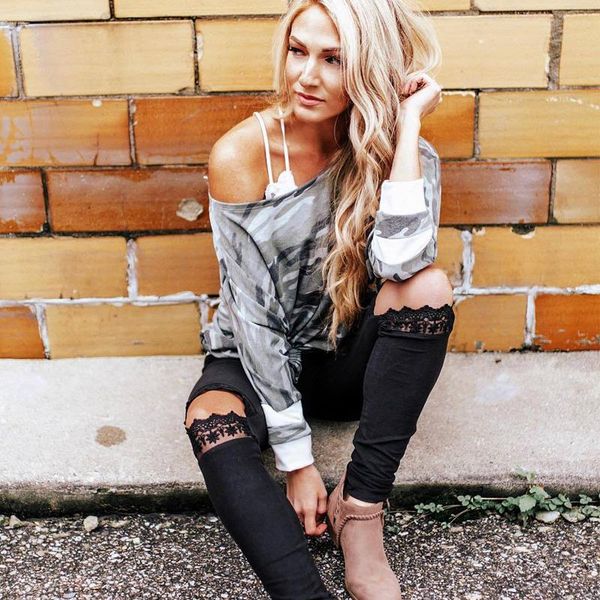 women's pants & capris women black unique tear design lace slim pant high waist casual fitness pencil elastic trousers full length legg, Black;white
women's pants & capris women black unique tear design lace slim pant high waist casual fitness pencil elastic trousers full length legg, Black;white