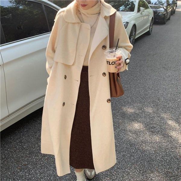 women's wool & blends winter woolen coat 2021 autumn and double-sided medium long clothes thickened hepburn, Black
women's wool & blends winter woolen coat 2021 autumn and double-sided medium long clothes thickened hepburn, Black