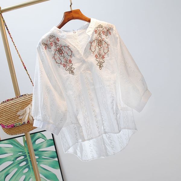 vanovich blouses and women embroidered cotton summer v-neck pluz size fashion wild clothing 210615, White
vanovich blouses and women embroidered cotton summer v-neck pluz size fashion wild clothing 210615, White