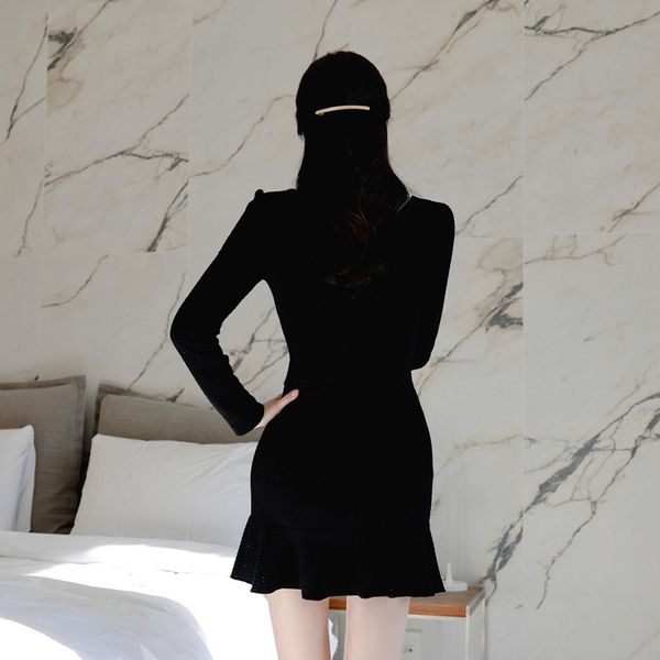 dresses elegant women eing tweed single breasted long sleeves winter v-neck ruffles bodycon mermaid ol, Black;gray
dresses elegant women eing tweed single breasted long sleeves winter v-neck ruffles bodycon mermaid ol, Black;gray