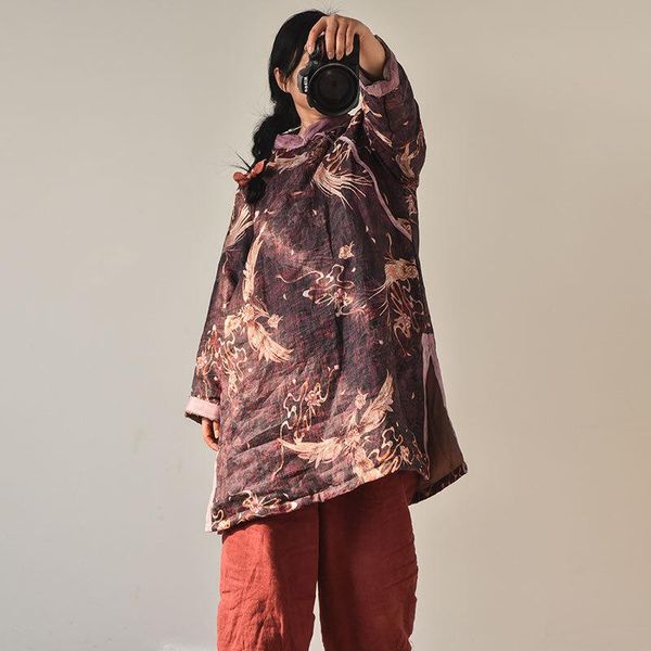 women loose printed cotton ramie parkas padded coat female vintage ladies autumn winter women's down &, Black
women loose printed cotton ramie parkas padded coat female vintage ladies autumn winter women's down &, Black