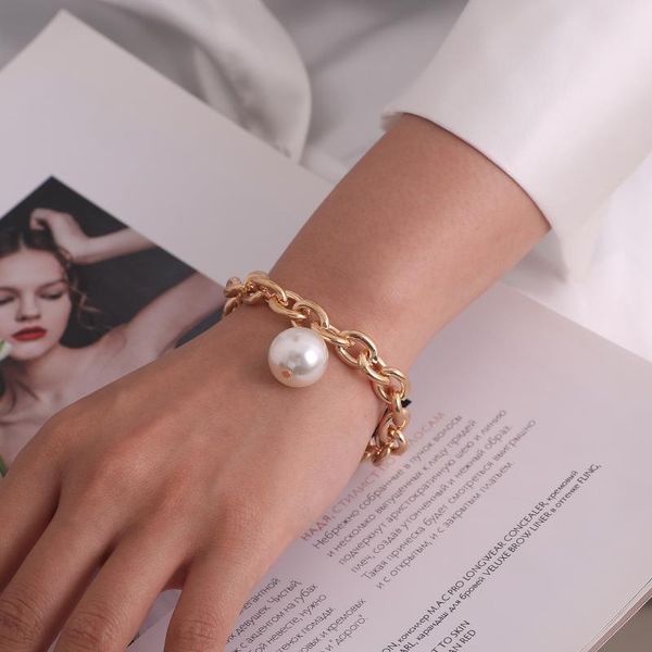 fun-beauty european and american bracelet jewelry ladies plastic lacquer large pearl fashion personality retro charm bracelets, Golden;silver