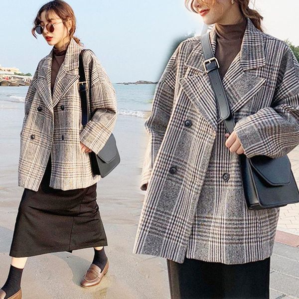 women's wool & blends spring/autumn women coats jackets blend and clothing female mid-long loose outerwear korean style, Black
women's wool & blends spring/autumn women coats jackets blend and clothing female mid-long loose outerwear korean style, Black