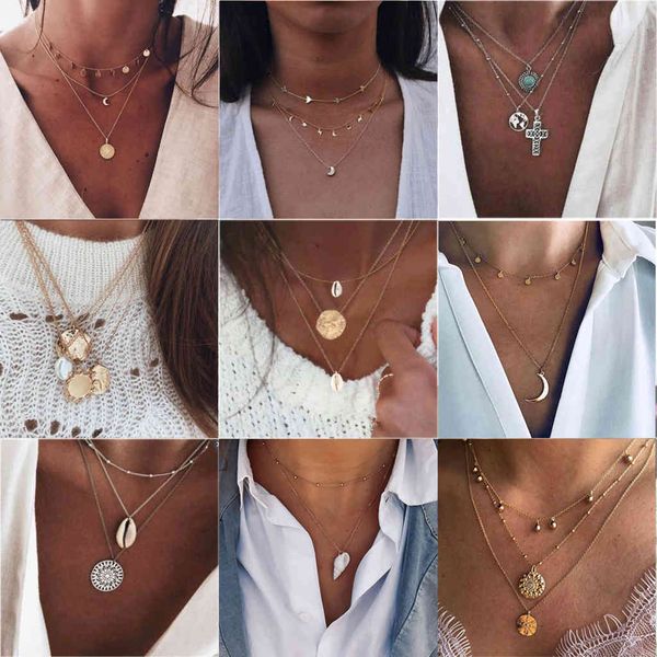 necklaces pendants 24 styles bohemian multi layer pendant for women fashion golden geometric charm chains necklace jewelry wholesale, Silver
necklaces pendants 24 styles bohemian multi layer pendant for women fashion golden geometric charm chains necklace jewelry wholesale, Silver