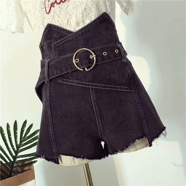 women's shorts summer new large fat mm high waist loose skinny denim irregular wide leg versatile pants, White;black
women's shorts summer new large fat mm high waist loose skinny denim irregular wide leg versatile pants, White;black