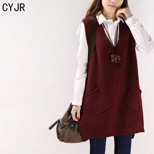 women sweater spring autumn korean women's v-neck knit long a-shaped pocket vest pullover sleeveless sweaters, White;black
women sweater spring autumn korean women's v-neck knit long a-shaped pocket vest pullover sleeveless sweaters, White;black