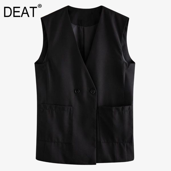 women's vests deat 2021 spring and summer v-neck sleeveless double buttons pocket female vest jacket short wm21901l outfits, Black;white
women's vests deat 2021 spring and summer v-neck sleeveless double buttons pocket female vest jacket short wm21901l outfits, Black;white