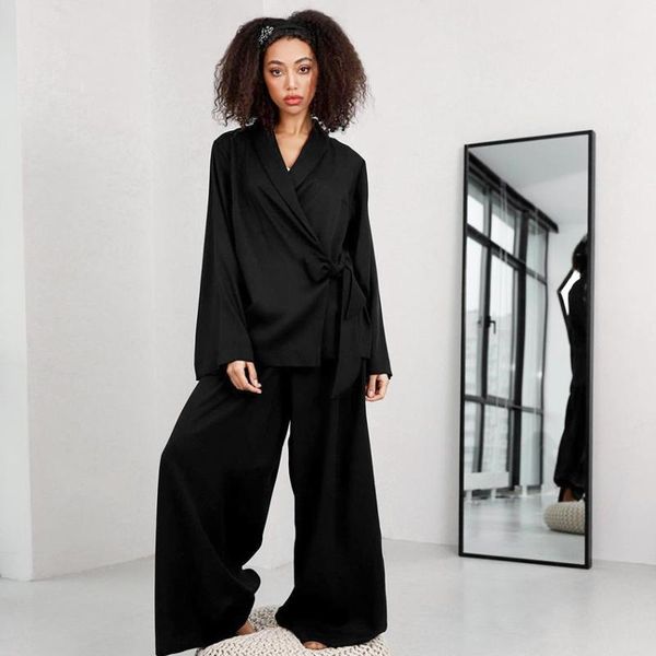 women's sleepwear solid pajamas set women homewear lace-up sleep loose flare bathrobe female 2 pcs satin woman clothing spring 2021, Black;red
women's sleepwear solid pajamas set women homewear lace-up sleep loose flare bathrobe female 2 pcs satin woman clothing spring 2021, Black;red