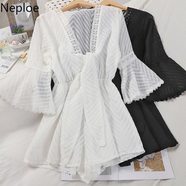 women's jumpsuits & rompers neploe chiffon women playsuits flare short sleeve v-neck causal bodysuits 2021 summer bandage slim waist el, Black;white
women's jumpsuits & rompers neploe chiffon women playsuits flare short sleeve v-neck causal bodysuits 2021 summer bandage slim waist el, Black;white