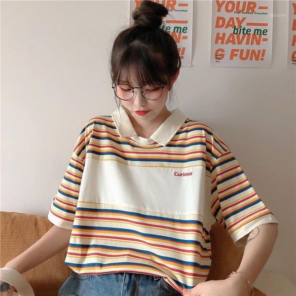 striped t-shirt women's comfortable harajuku woman tshirts women 2021 loose casual lapel short-sleeved, White
striped t-shirt women's comfortable harajuku woman tshirts women 2021 loose casual lapel short-sleeved, White