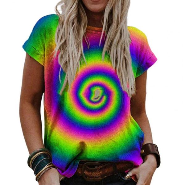 women t-shirt summer short sleeve o neck tees 3d printing design breathable cotton blend daily wear casual t-shirts women's, White