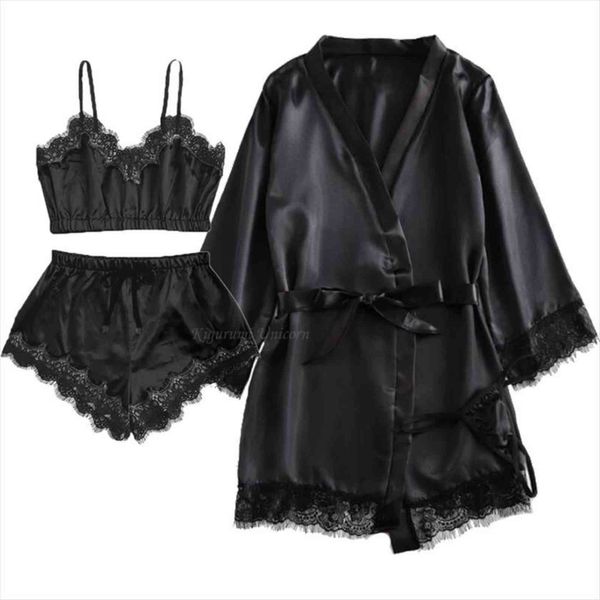 4pcs satin lace mesh black womens sleepwears colors homewear nightwear pyjamas set female outfits, Black;red
4pcs satin lace mesh black womens sleepwears colors homewear nightwear pyjamas set female outfits, Black;red