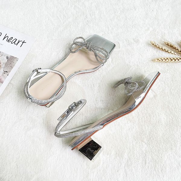 women sandals summer transparent glass thick heels sandals ladies elegant bowtie pvc crystal middle heel sandals 210520, Black
women sandals summer transparent glass thick heels sandals ladies elegant bowtie pvc crystal middle heel sandals 210520, Black