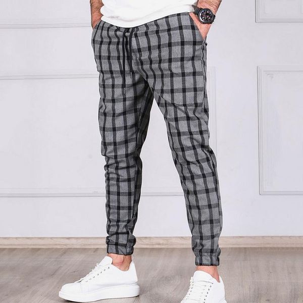 men's pants 2021 fashion plaid mens skinny pencil slim mid waist drawstring trouser men loose casual jogger long drop, Black
men's pants 2021 fashion plaid mens skinny pencil slim mid waist drawstring trouser men loose casual jogger long drop, Black