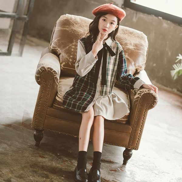 girl's dresses 2021 korean college shirt dress for girls plaid with bow big girl clothing 14 16 years teenager, Red;yellow
girl's dresses 2021 korean college shirt dress for girls plaid with bow big girl clothing 14 16 years teenager, Red;yellow