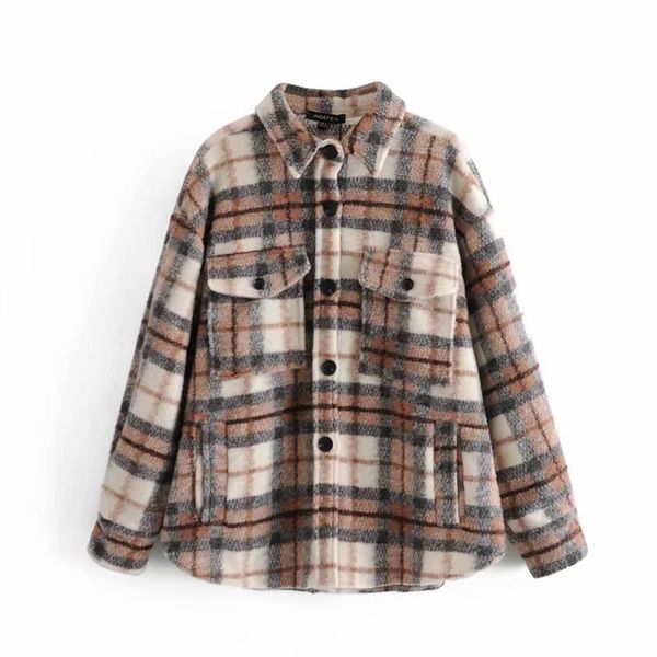 women's jackets fashion woolen shirt british style retro plaid lapel long sleeve jacket spring and autumn models, Black;brown
women's jackets fashion woolen shirt british style retro plaid lapel long sleeve jacket spring and autumn models, Black;brown