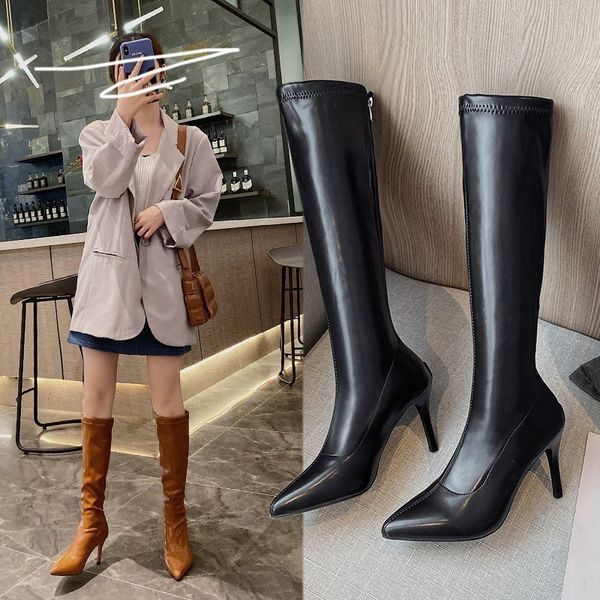 pointed women's over knee martin 2021 autumn and winter high heels elastic thin boots, Black
pointed women's over knee martin 2021 autumn and winter high heels elastic thin boots, Black