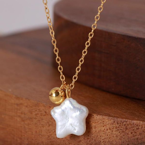 pendant necklaces sweet temperament creative simplicity baroque alien natural star pearl light retro style necklace girl, Silver 
pendant necklaces sweet temperament creative simplicity baroque alien natural star pearl light retro style necklace girl, Silver