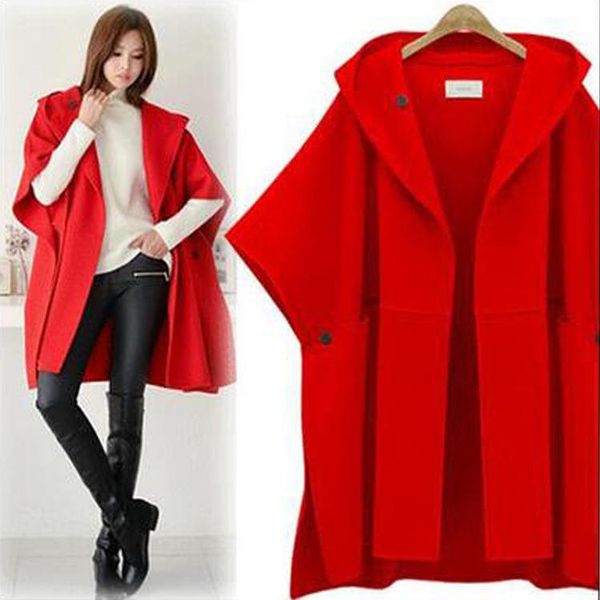women's wool & blends office lady woolen winter coats bat sleeved coat and jacket covered button ladies, Black
women's wool & blends office lady woolen winter coats bat sleeved coat and jacket covered button ladies, Black
