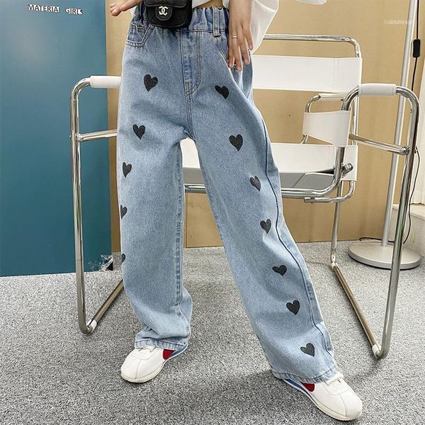 girls love jeans 2021 spring girl high waist drape loose straight wide leg pants1, Blue 
girls love jeans 2021 spring girl high waist drape loose straight wide leg pants1, Blue