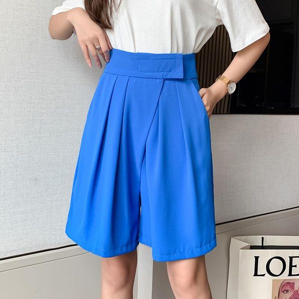 women's shorts summer thin blazer high waist slim wide leg loose woman side pocket ladies knee length mujer, White;black
women's shorts summer thin blazer high waist slim wide leg loose woman side pocket ladies knee length mujer, White;black