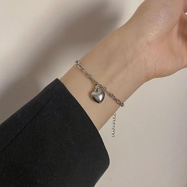 link, chain creative simple heart-shaped metal bracelet punk hip hop women's party silver color hand fashion jewelry accessories, Black
link, chain creative simple heart-shaped metal bracelet punk hip hop women's party silver color hand fashion jewelry accessories, Black