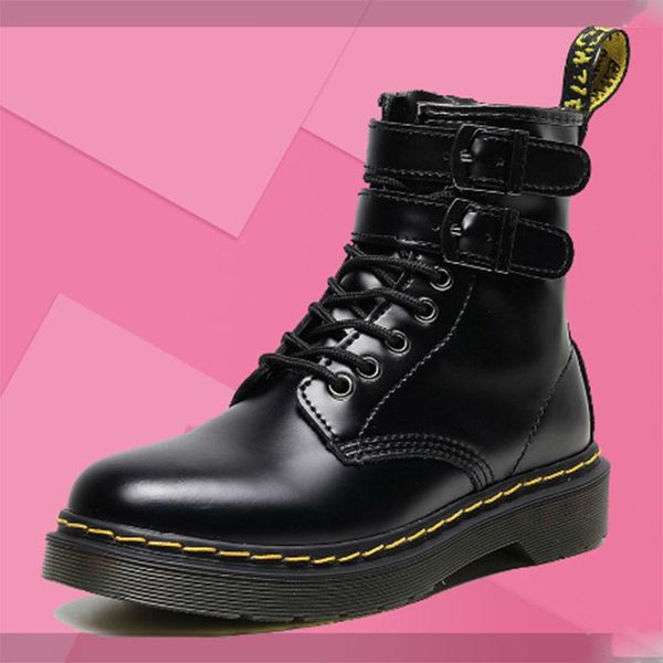 boots mid-tube women's british high-thick-soled ankle leather black motorcycle double buckle zipper fashion shoes
boots mid-tube women's british high-thick-soled ankle leather black motorcycle double buckle zipper fashion shoes