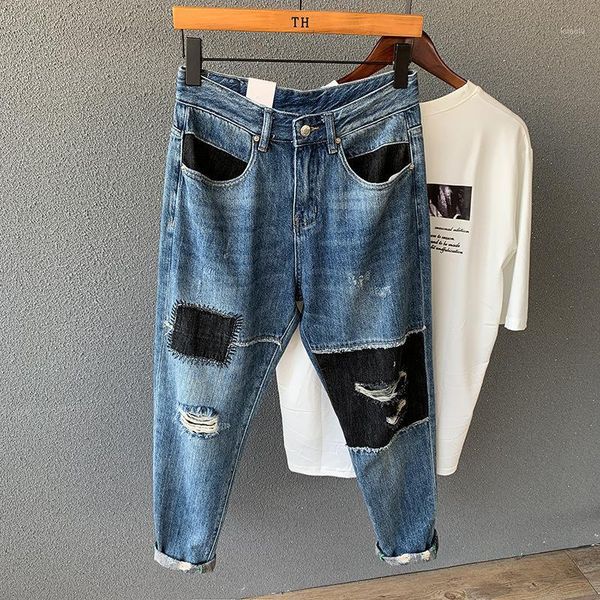 luren fashion brand ripped stitching trendy ankle-length harem korean jeans tiktok internet celebrity same style men's, Blue
luren fashion brand ripped stitching trendy ankle-length harem korean jeans tiktok internet celebrity same style men's, Blue