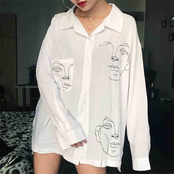 women's polos summer blouse shirt female cotton face printing full sleeve long shirts women ladies clo znh8, White
women's polos summer blouse shirt female cotton face printing full sleeve long shirts women ladies clo znh8, White