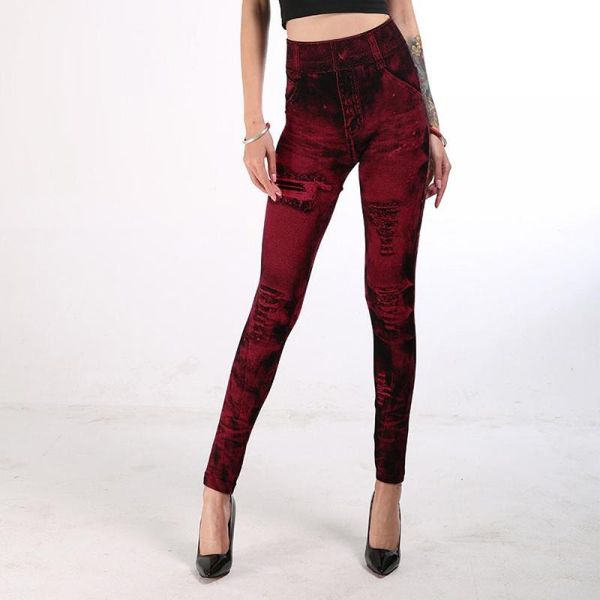women's leggings spring high-waisted tight denim multicolor hip-lifting stretch cropped trousers pencil pants", Black
women's leggings spring high-waisted tight denim multicolor hip-lifting stretch cropped trousers pencil pants", Black