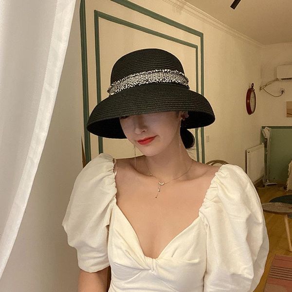wide brim hats designer handmade women summer black hat hepburn style small-edge fisherman ribbontemperament flat straw uv cut foldable cap, Blue;gray
wide brim hats designer handmade women summer black hat hepburn style small-edge fisherman ribbontemperament flat straw uv cut foldable cap, Blue;gray