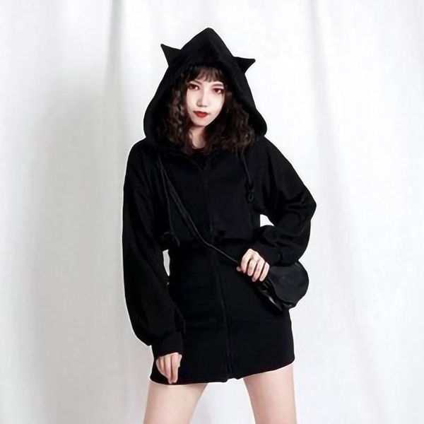 cute ear hoodie pullover sweatshirt dress women solid color long sleeve zipper hooded mini autumn winter girl gown casual dresses, Black;gray
cute ear hoodie pullover sweatshirt dress women solid color long sleeve zipper hooded mini autumn winter girl gown casual dresses, Black;gray