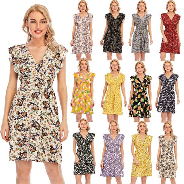 2021 summer new v-neck chiffon print ruffle sleeveless dress fashion women bohemian beach sundress casual party dresses, Black;gray
2021 summer new v-neck chiffon print ruffle sleeveless dress fashion women bohemian beach sundress casual party dresses, Black;gray