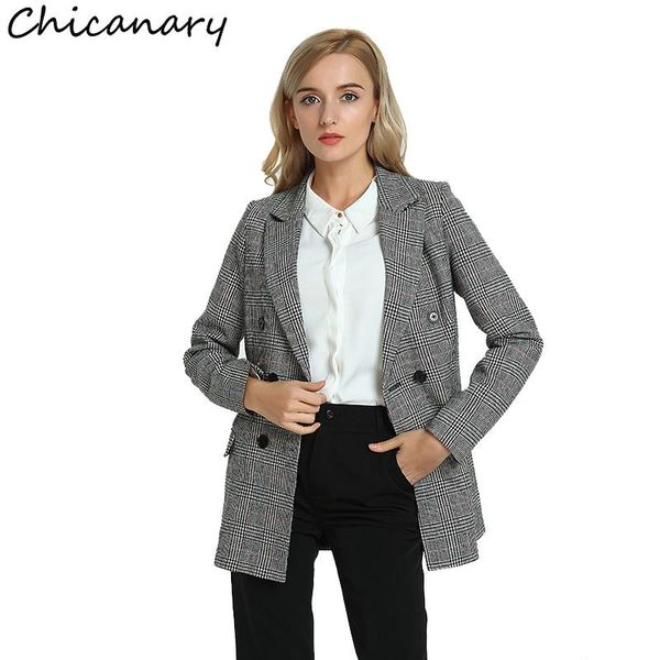 women's suits & blazers chicanary autumn casual blazer women plaid ladies outwear winter double breasted coats office jackets blaser fe, White;black
women's suits & blazers chicanary autumn casual blazer women plaid ladies outwear winter double breasted coats office jackets blaser fe, White;black