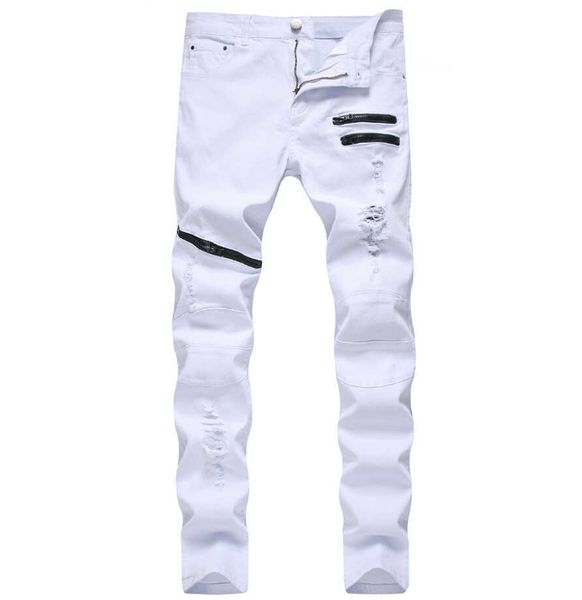 straight hole destruction distressed jeans denim designer brand white jean male x0621, Blue
straight hole destruction distressed jeans denim designer brand white jean male x0621, Blue