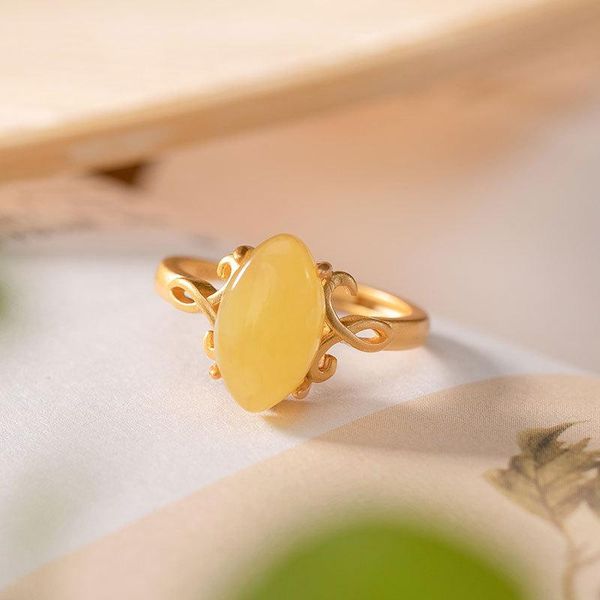 cluster rings s925 sterling silver gilded natural beeswax amber sweet simple women adjustable opening ring fine jewelry k0210, Golden;silver
cluster rings s925 sterling silver gilded natural beeswax amber sweet simple women adjustable opening ring fine jewelry k0210, Golden;silver