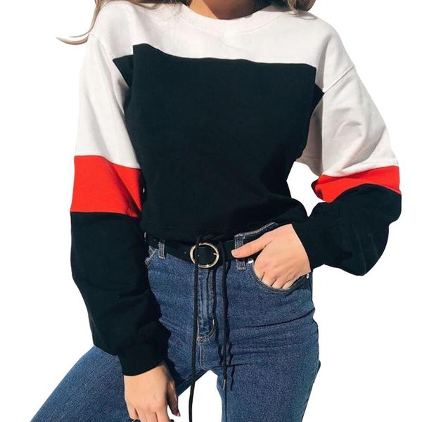 women's hoodies & sweatshirts autumn fashion women long sleeve patchwork sweatshirt lace up casual crop pullovers, Black
women's hoodies & sweatshirts autumn fashion women long sleeve patchwork sweatshirt lace up casual crop pullovers, Black