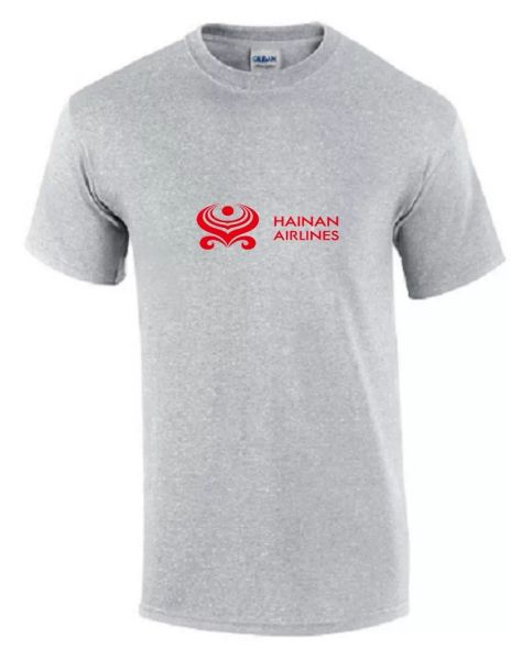 hainan airlines red logo chinese airline aviation sport gray cotton t-shirt, White;black 
hainan airlines red logo chinese airline aviation sport gray cotton t-shirt, White;black