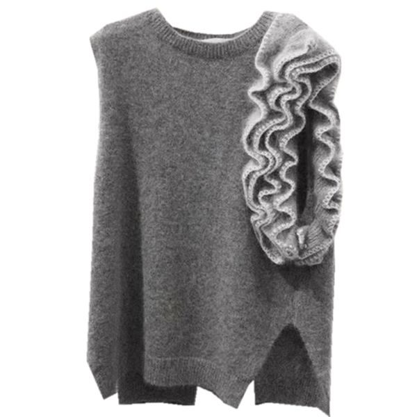 spring fashion women butterfly sleeve o-neck collar pullover ruffl loose patchwork short knitted sweater vest 210510, Black;white
spring fashion women butterfly sleeve o-neck collar pullover ruffl loose patchwork short knitted sweater vest 210510, Black;white