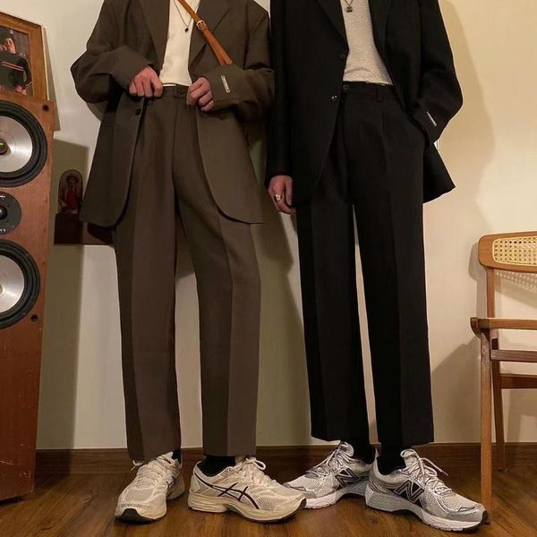 men's suits & blazers 2021 western trousers korean fashion handsome casual pants nine point straight loose black/brown suit s-3xl, White;black
men's suits & blazers 2021 western trousers korean fashion handsome casual pants nine point straight loose black/brown suit s-3xl, White;black